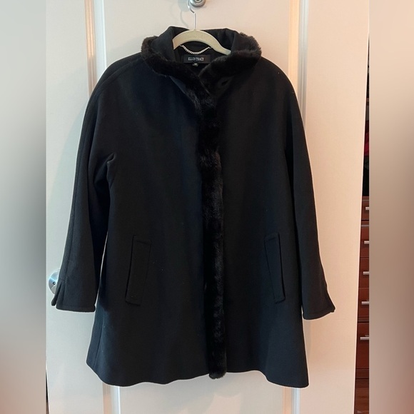 Ellen Tracy wool blend faux fur trim coat - Picture 6 of 16